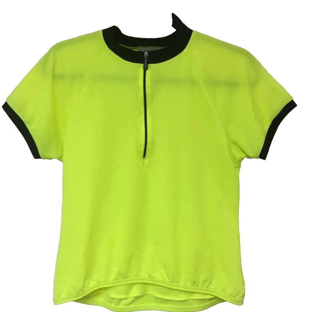 TREK  Mens Womens Cycling Jersey Yellow Half Zip ‎ Pockets Biking EZ Care Size L
